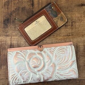 Patricia Nash Cream and Tan Floral Wallet bundle